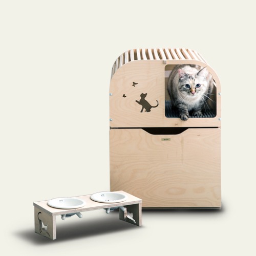 뽀떼 고양이 원목 화장실 리브 유니크